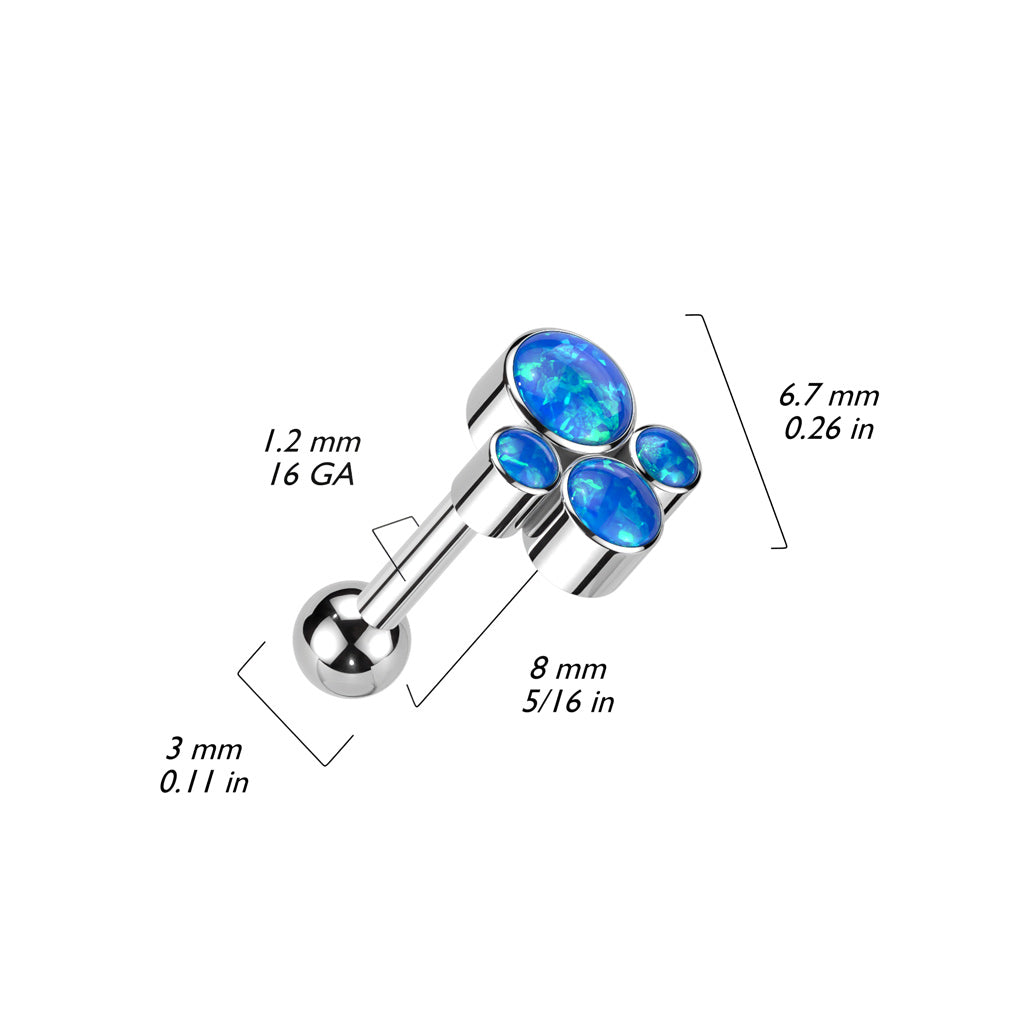 TITANIUM TRIPLE BLUE OPAL BARBELL
