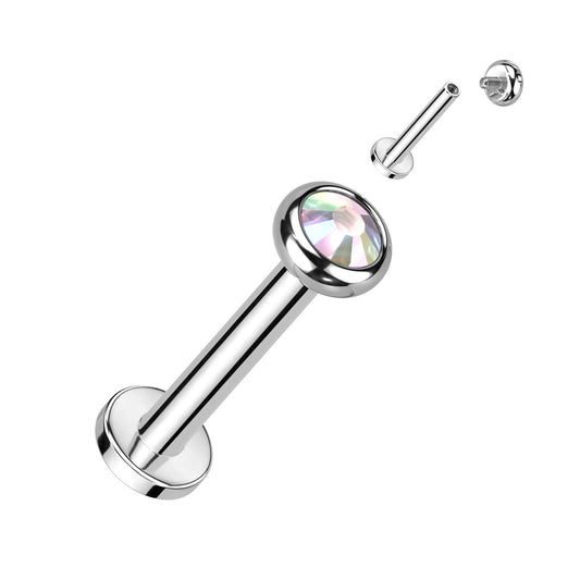 TITANIUM DAINTY AURORA CRYSTAL FLAT BACK LABRET