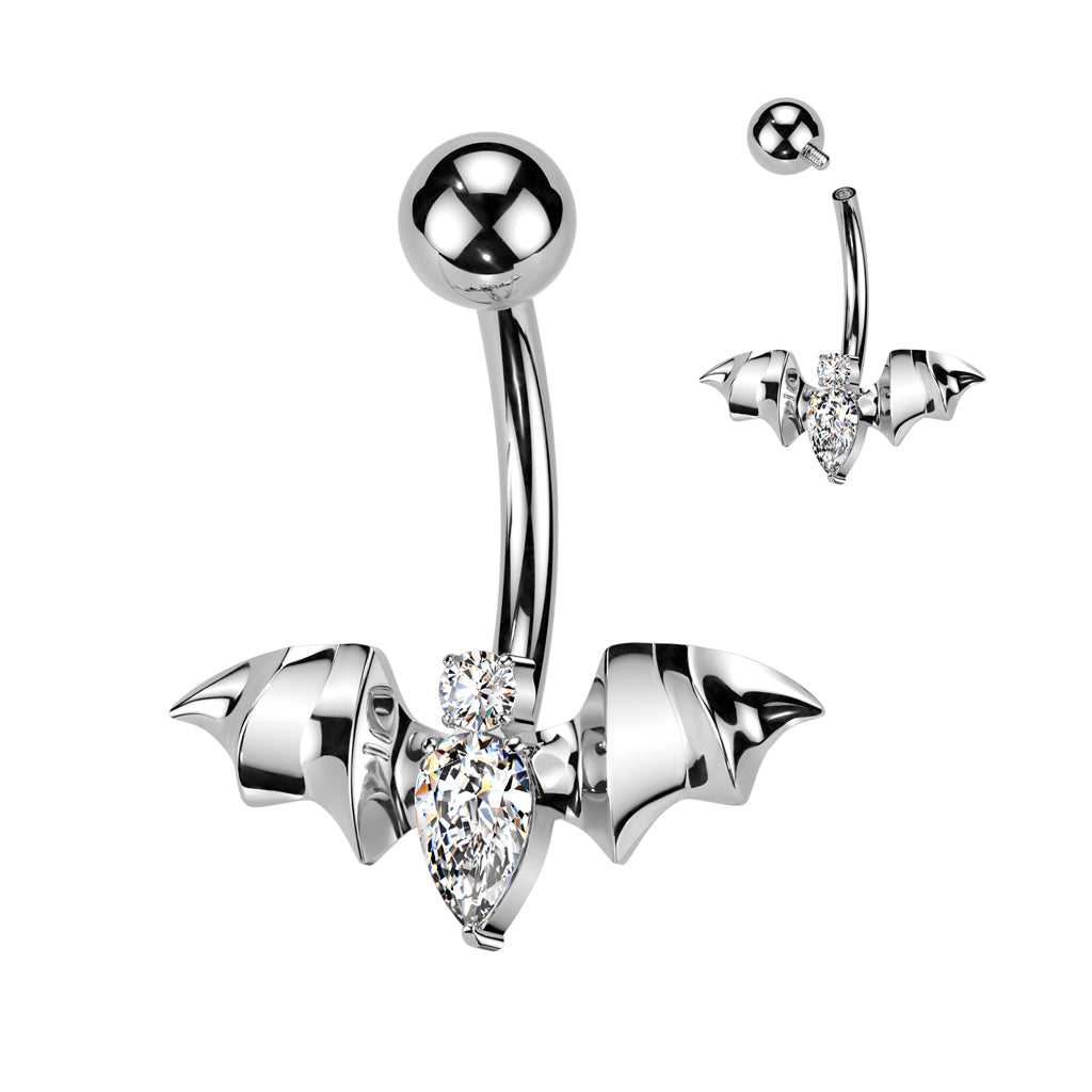 TITANIUM CRYSTAL BAT BELLY BAR - 14 GAUGE