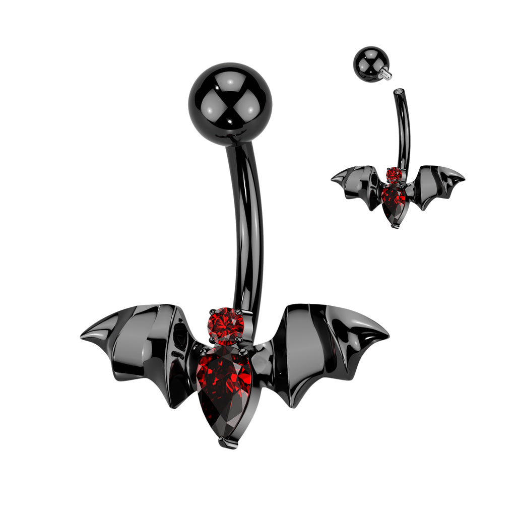 TITANIUM CRYSTAL BLACK BAT BELLY BAR - 14 GAUGE
