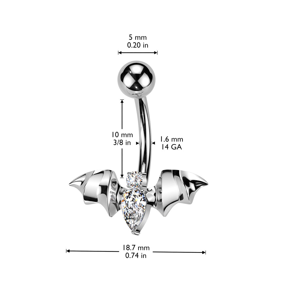 TITANIUM CRYSTAL BAT BELLY BAR - 14 GAUGE