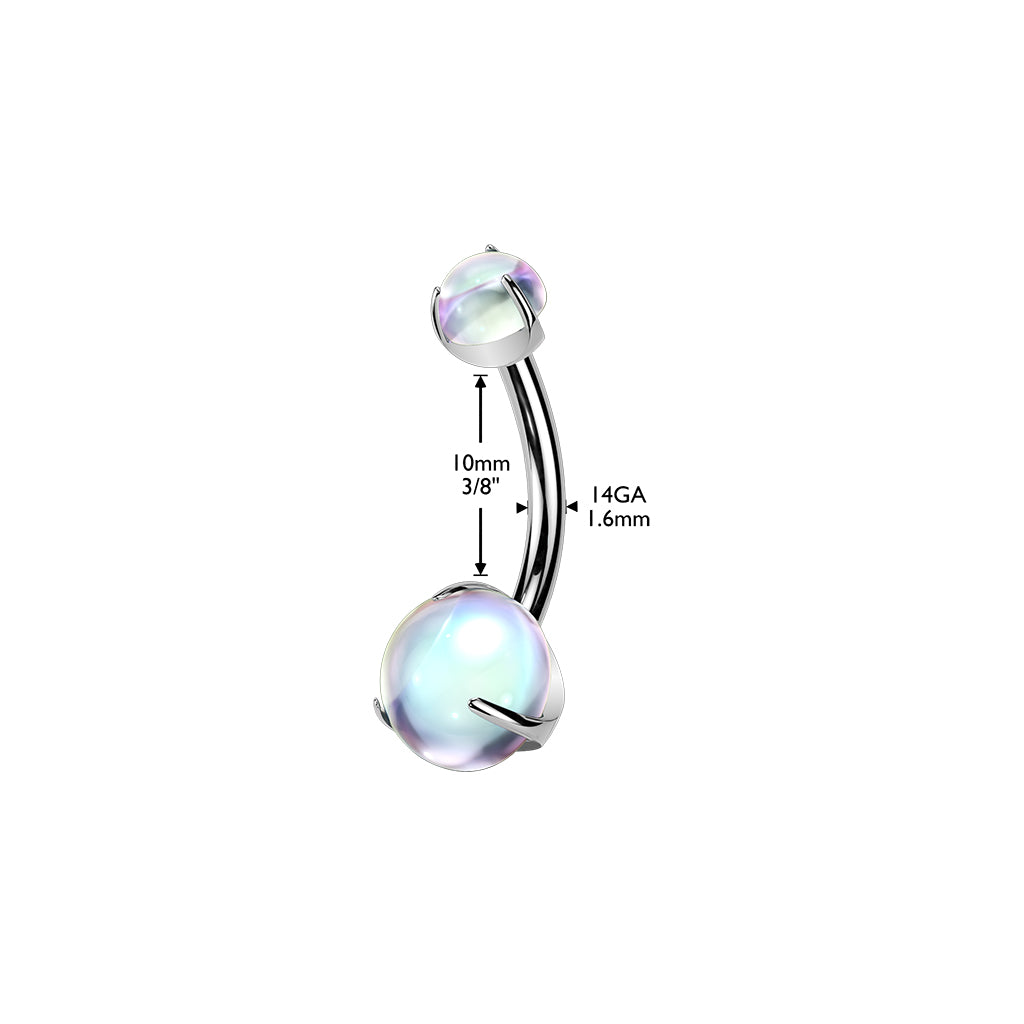 TITANIUM DOUBLE MOONSTONE BELLY BAR - 14 GAUGE - 10MM
