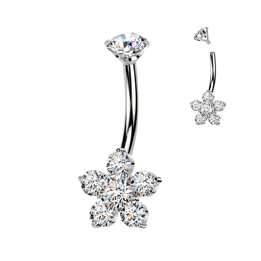 TITANIUM DAINTY FLOWER BELLY BAR - 14 GAUGE - 10MM