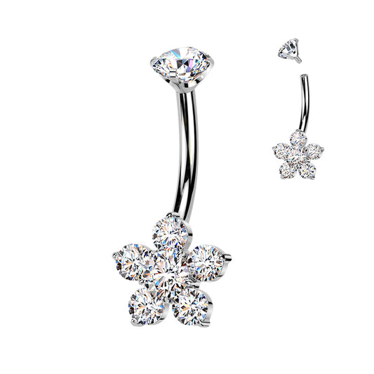 TITANIUM DAINTY FLOWER BELLY BAR - 14 GAUGE - 10MM