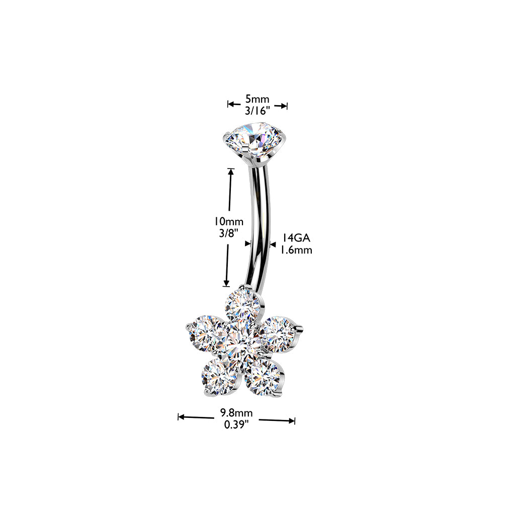 TITANIUM DAINTY FLOWER BELLY BAR - 14 GAUGE - 10MM