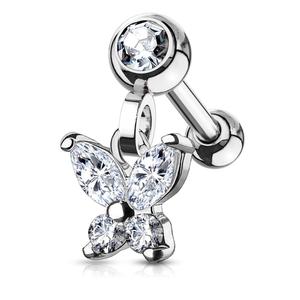 CRYSTAL BUTTERFLY CHARM BARBELL