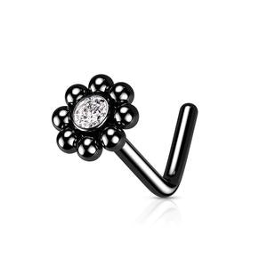 DAINTY DIAMANTÉ CENTRE FLOWER L BEND NOSE STUD