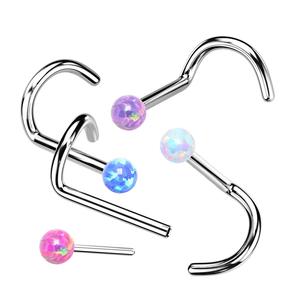 TITANIUM OPAL TOP DAINTY SCREW NOSE STUD