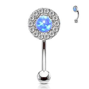 OPAL CENTRE & CRYSTAL LINED CURVED BARBELL - 8MM