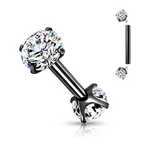 DOUBLE CRYSTAL 8MM STRAIGHT BARBELL - INTERNALLY THREADED