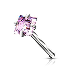 MINI CRYSTAL SQUARE NOSE STRAIGHT PRONG NOSE STUD