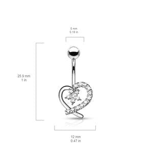 CRYSTAL FLOWER & LOVE HEART BELLY BAR