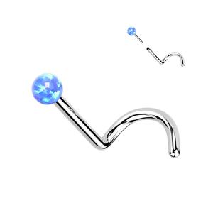 TITANIUM OPAL TOP DAINTY SCREW NOSE STUD