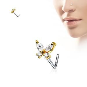 CRYSTAL L BEND BUTTERFLY NOSE STUD