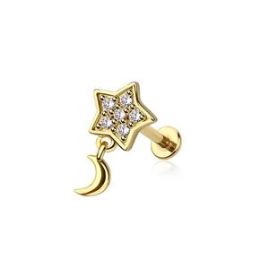 CRYSTAL STAR & DAINTY MOON FLAT BACK LABRET - 8MM
