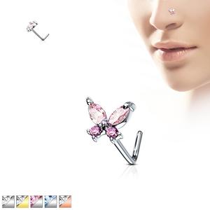 CRYSTAL L BEND BUTTERFLY NOSE STUD