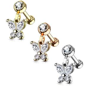 CRYSTAL BUTTERFLY CHARM BARBELL