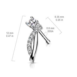 CRYSTAL STATEMENT STRAIGHT PRONG NOSE STUD - 6MM
