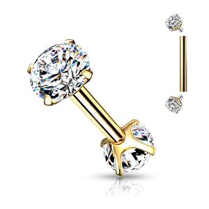DOUBLE CRYSTAL 8MM STRAIGHT BARBELL - INTERNALLY THREADED