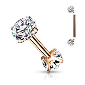 DOUBLE CRYSTAL 8MM STRAIGHT BARBELL - INTERNALLY THREADED