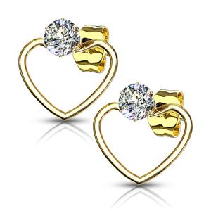 CRYSTAL LOVE HEART OUTLINE STUD EARRINGS
