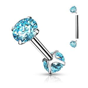 DOUBLE CRYSTAL 8MM STRAIGHT BARBELL - INTERNALLY THREADED