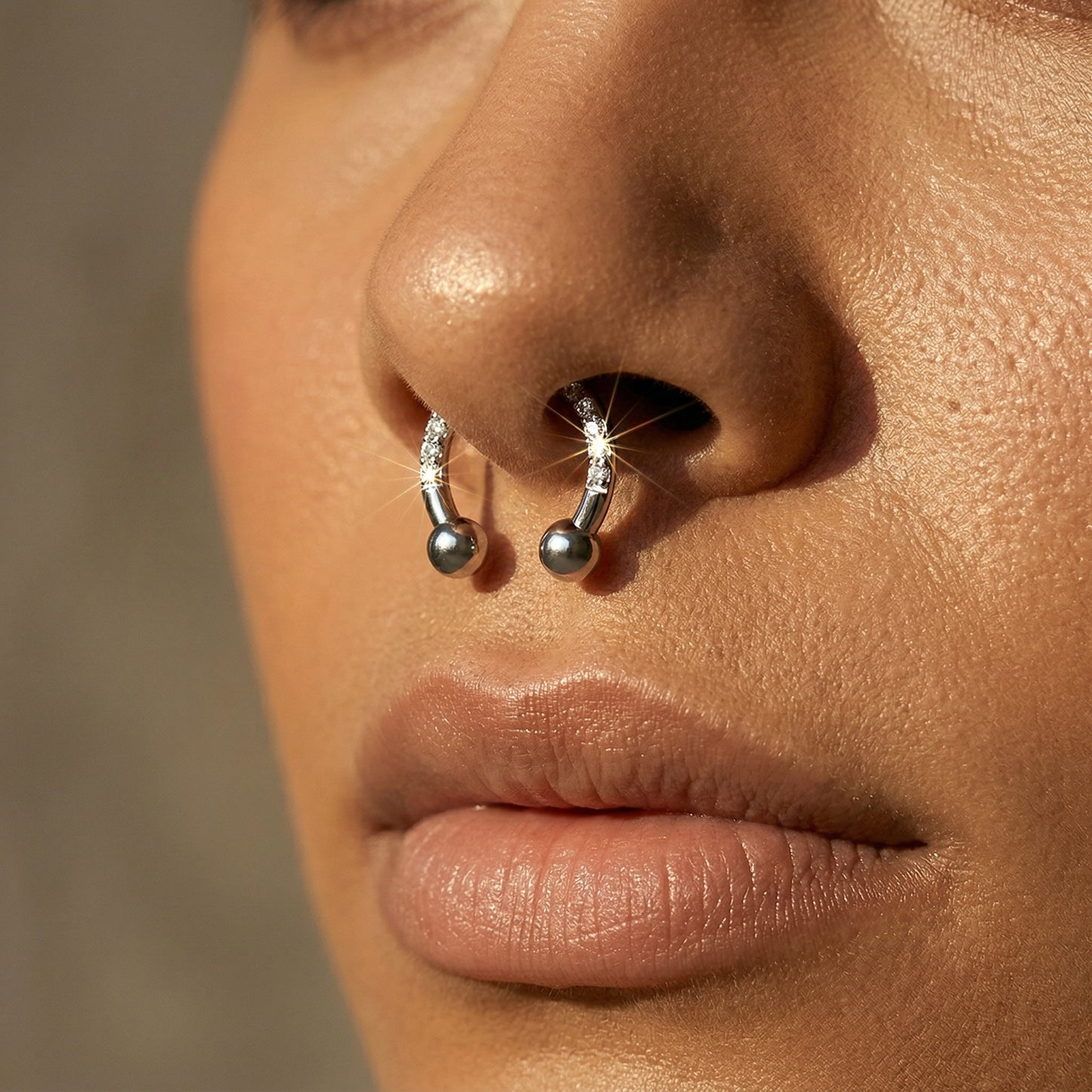 TITANIUM CRYSTAL LINED CIRCULAR HORSESHOE BARBELL
