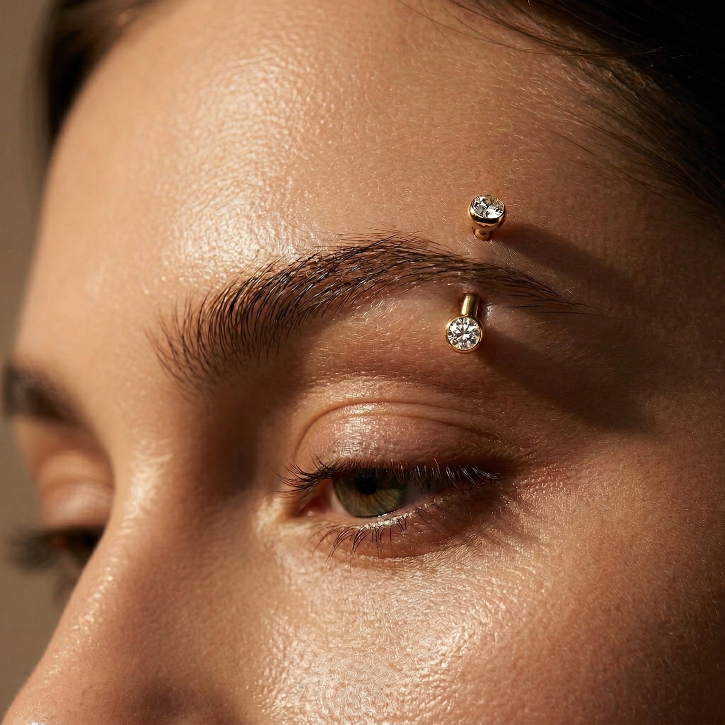 TITANIUM DAINTY DOUBLE CRYSTAL THREADLESS CURVED BARBELL - 16 GAUGE - 8MM